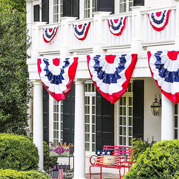 Pleated Applique American Flag Patriotic Bunting