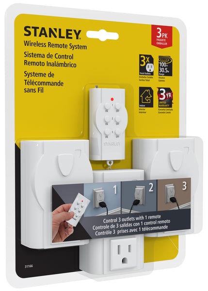 STANLEY Wireless Outlet Switch System with 2 Handheld Remotes